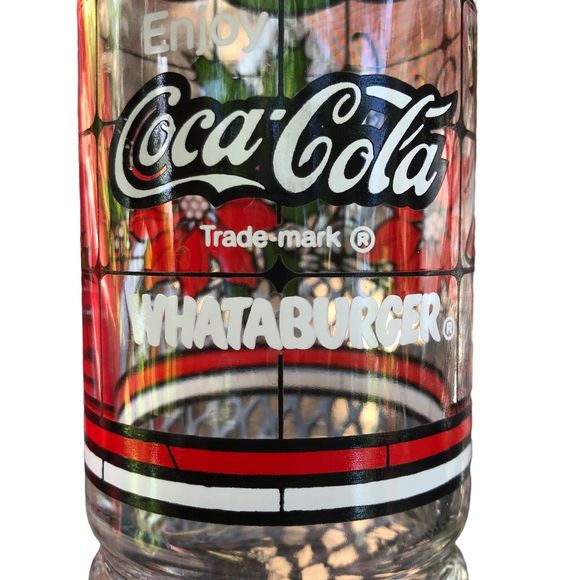 Lot of 7 Coca-Cola & Whataburger Christmas Stained Glass Beverage Glasses - Picture 3 of 8